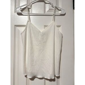 White Ribbed Women's Top spaghetti strap summer size xs shirt blouse casual